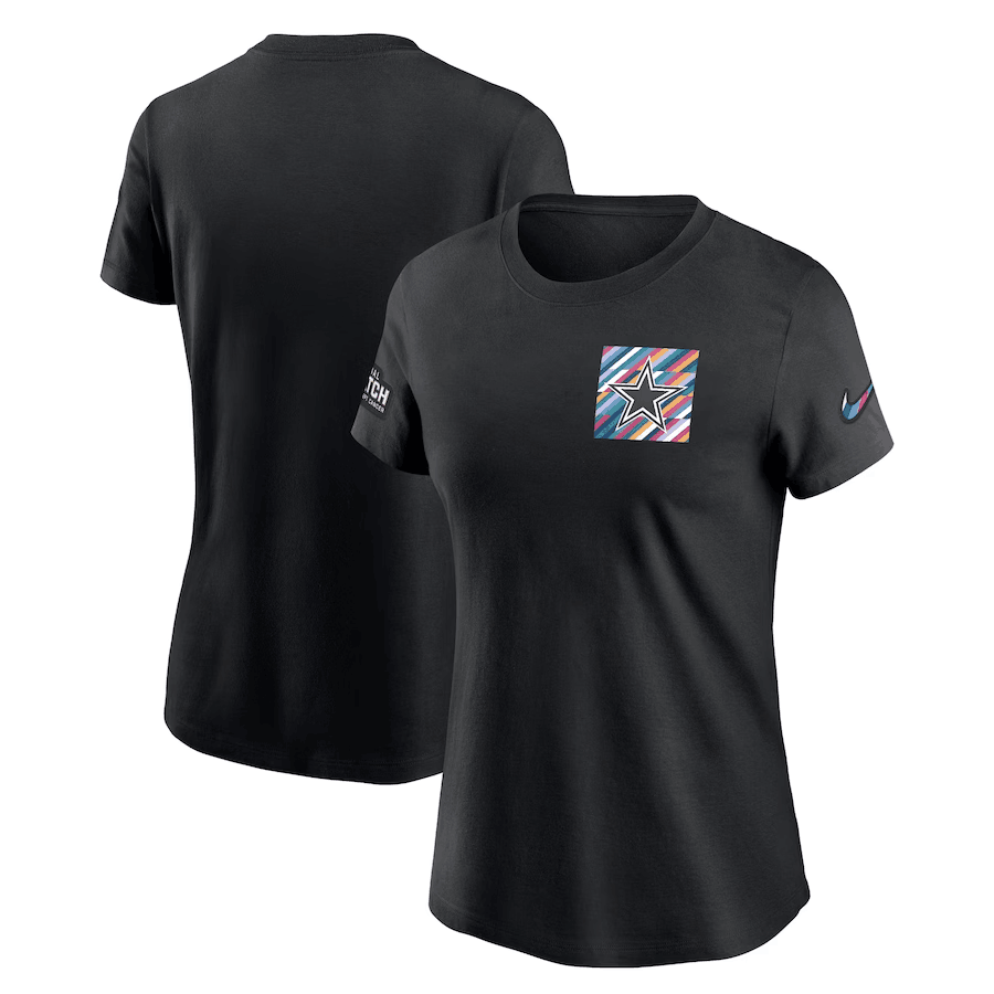 Women's Dallas Cowboys Black 2023 Crucial Catch Sideline Tri-Blend T-Shirt(Run Small)